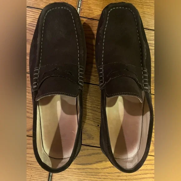 Good used condition, Coach dark brown suede loafers, size 10 Coach Thomas Brown Pebble Loafers Shoes Men | Mercari main image 4